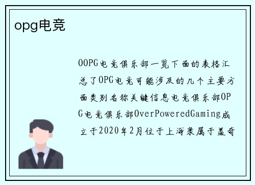 opg电竞